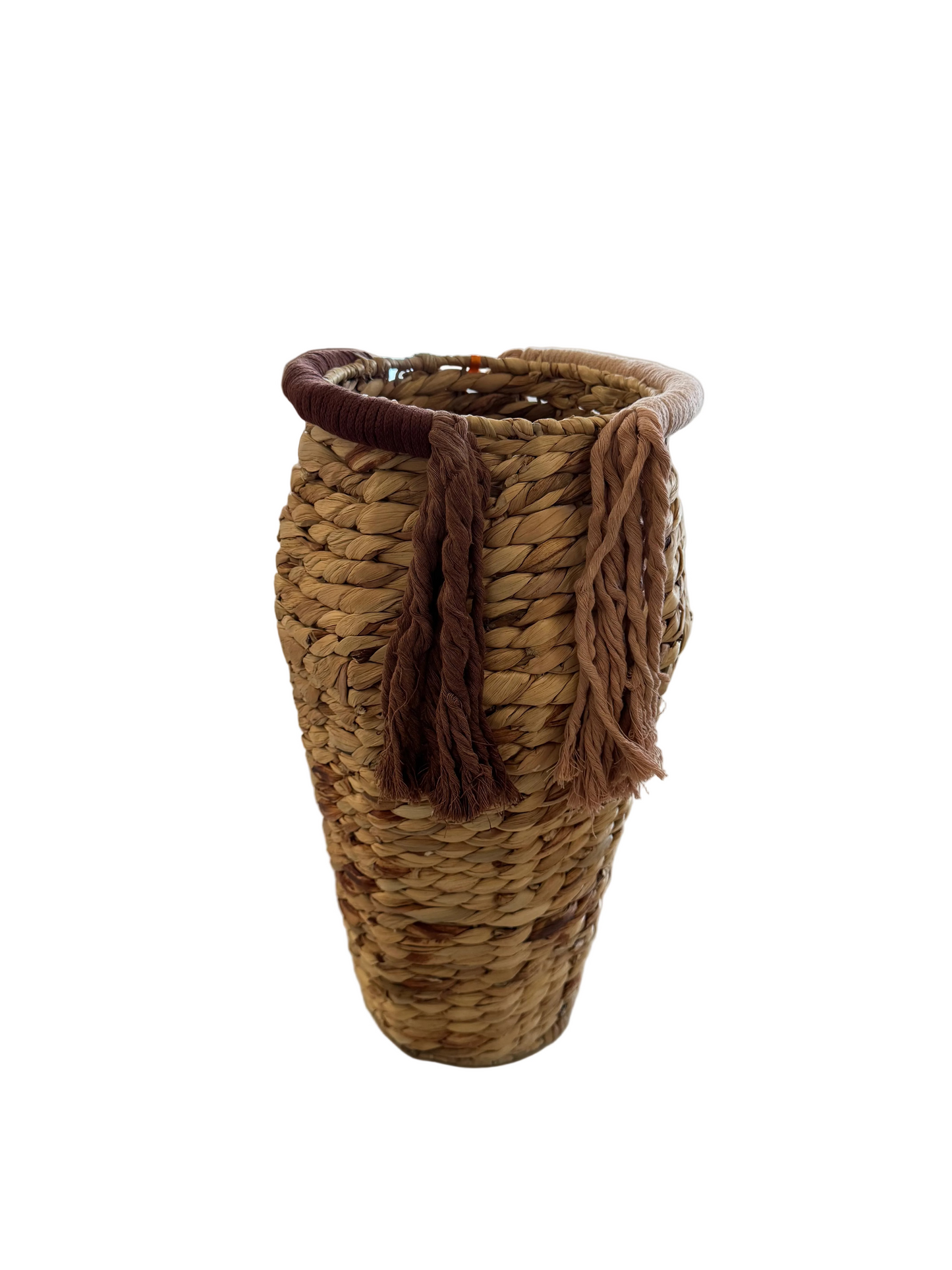 Waterhyacinth natural basket with tassels L