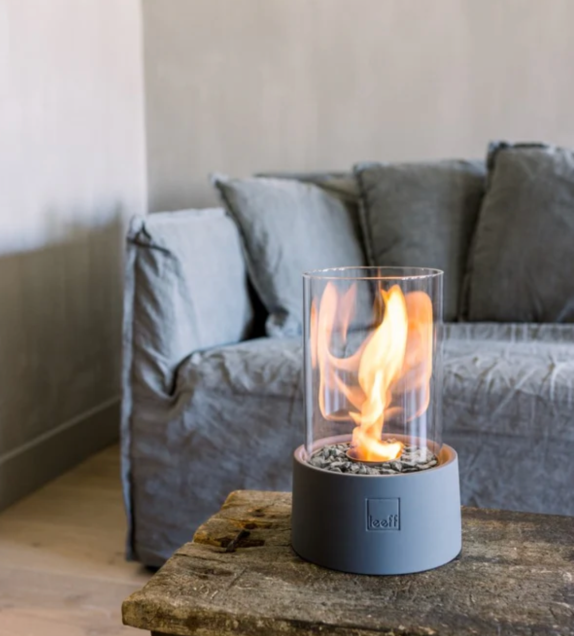 Stonefire table fireplace by Leeff | grey