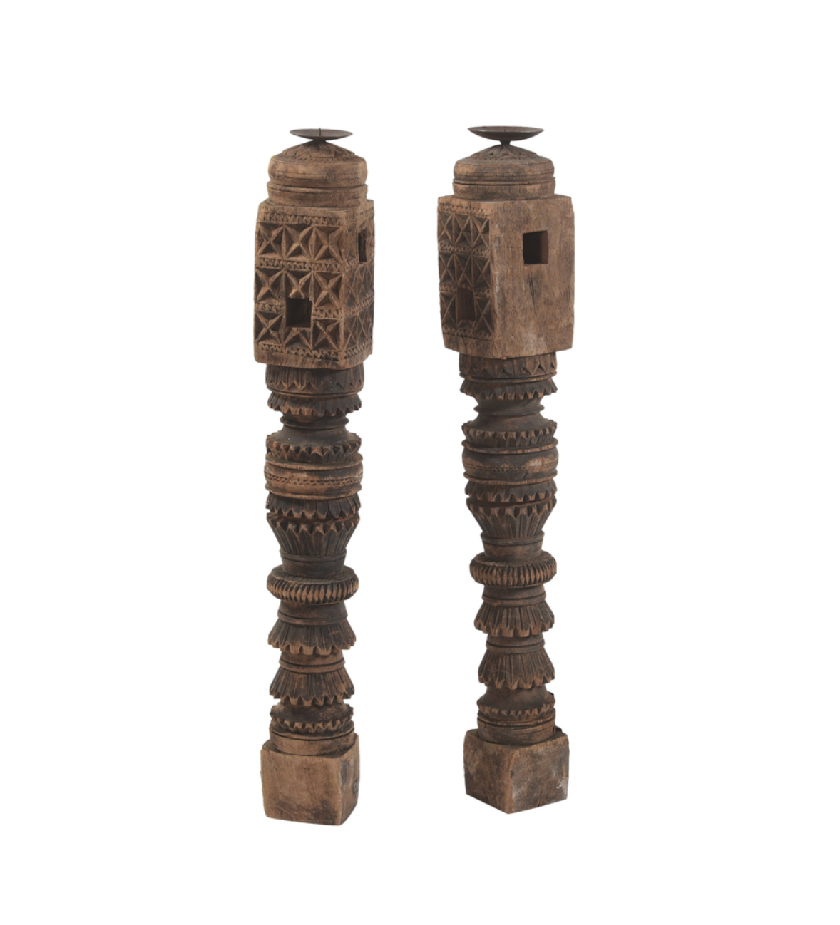Carved ibiza candle holder
