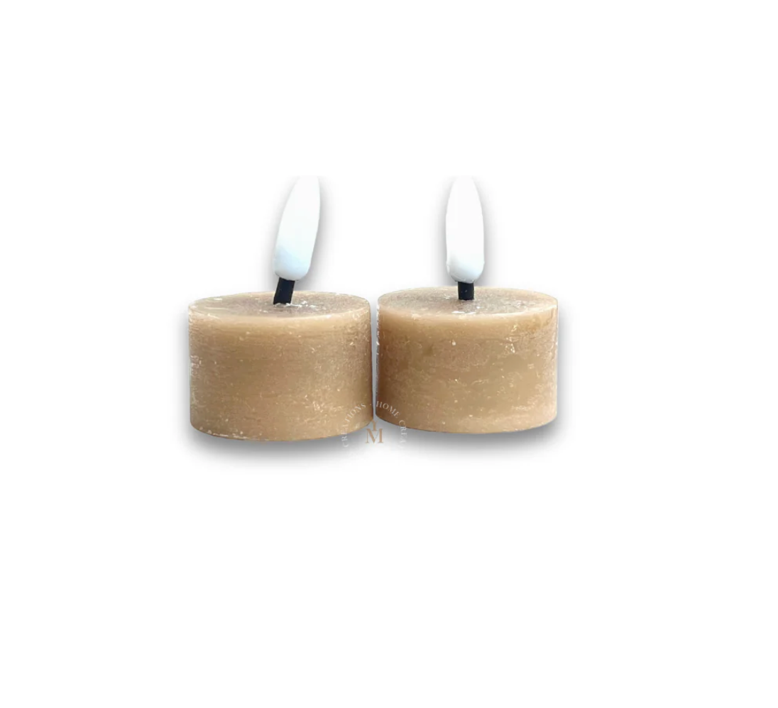 Led tea light candle | beige 4 cm | set of 2
