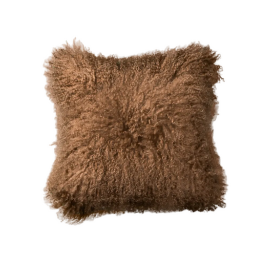 Sheepskin caramel cushion