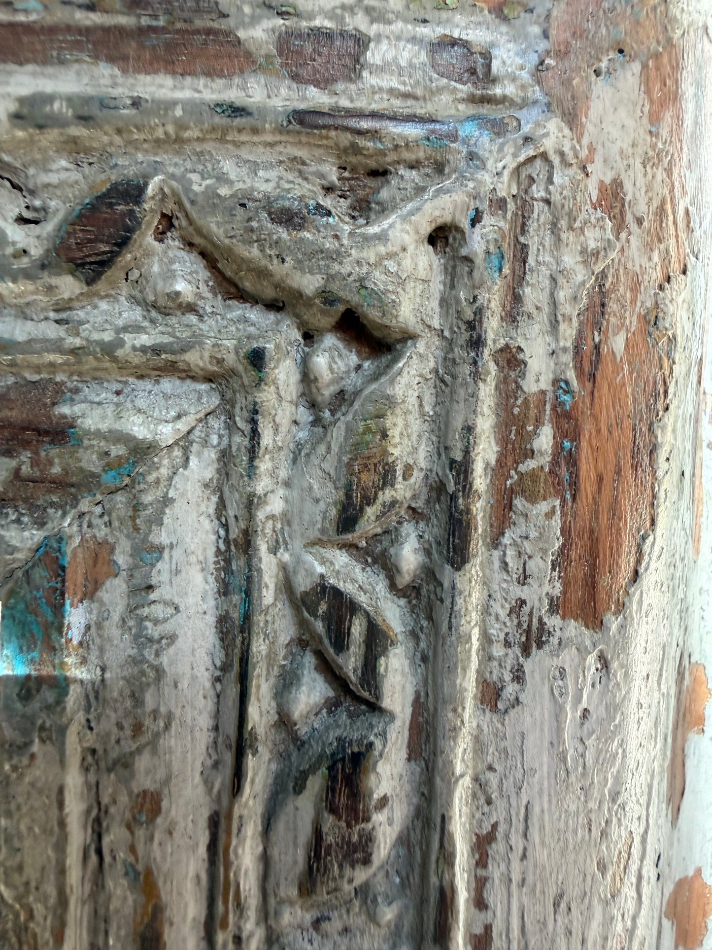 Wooden mirror L | old blue