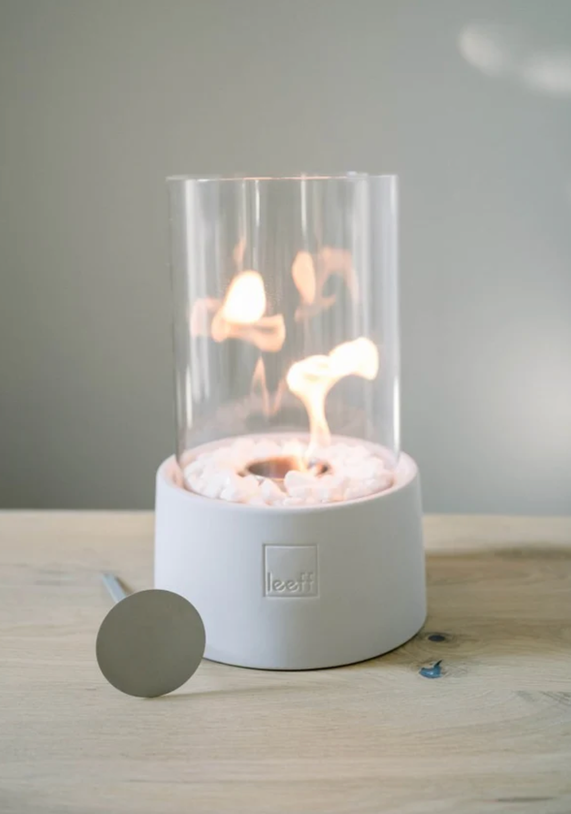 Stonefire table fireplace by Leeff | white