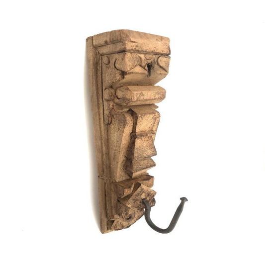 Antique carved wooden wall hook