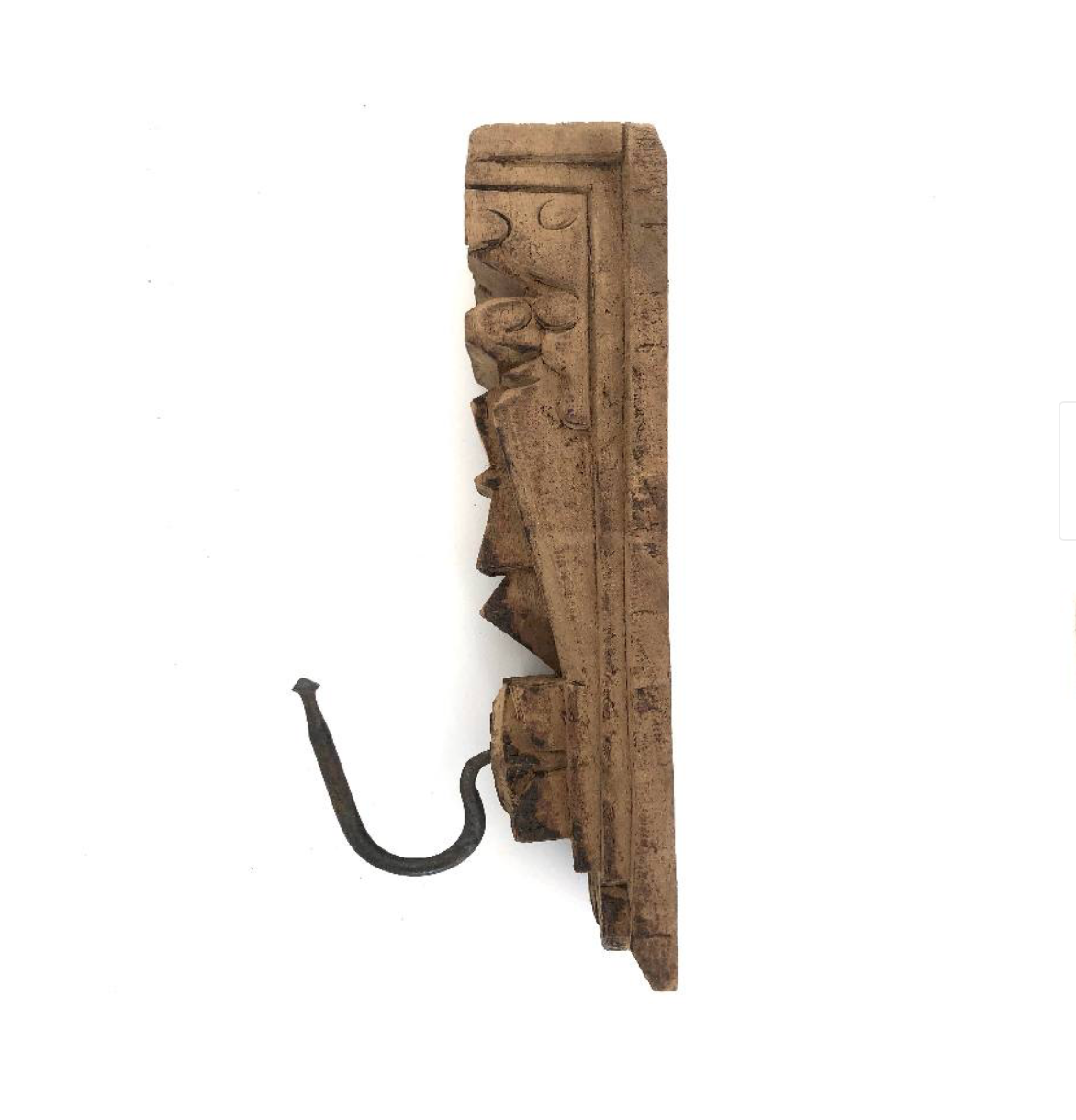 Antique carved wooden wall hook
