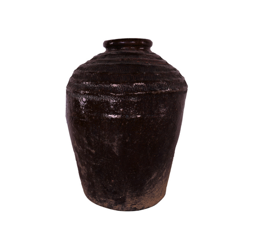 Glazed brown pot S
