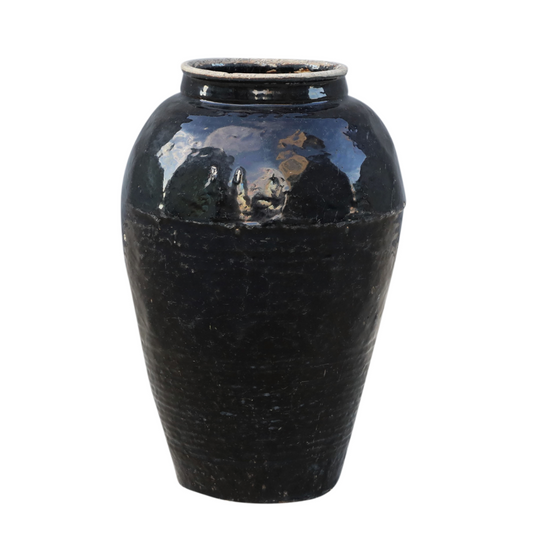 Glazed black pot L
