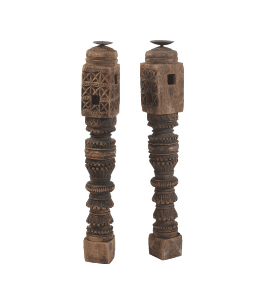 Carved ibiza candle holder