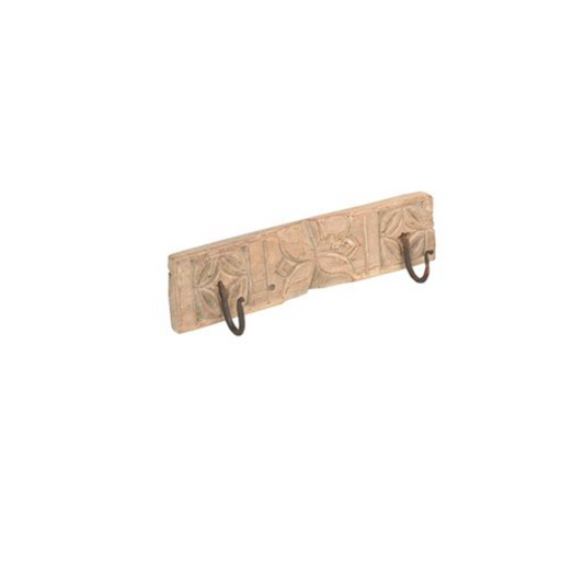 Coat hanger carved wood with hooks