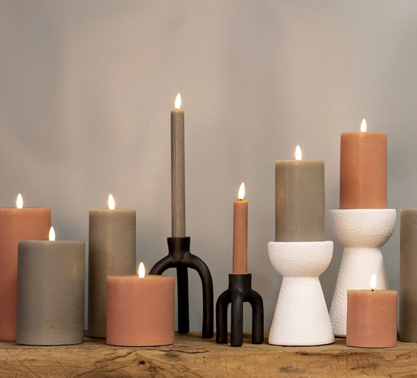 Led candle | beige 7.5 x 15