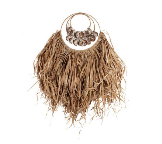 Raffia wall fringe with shells L