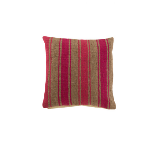 Jute striped cushion | Pink
