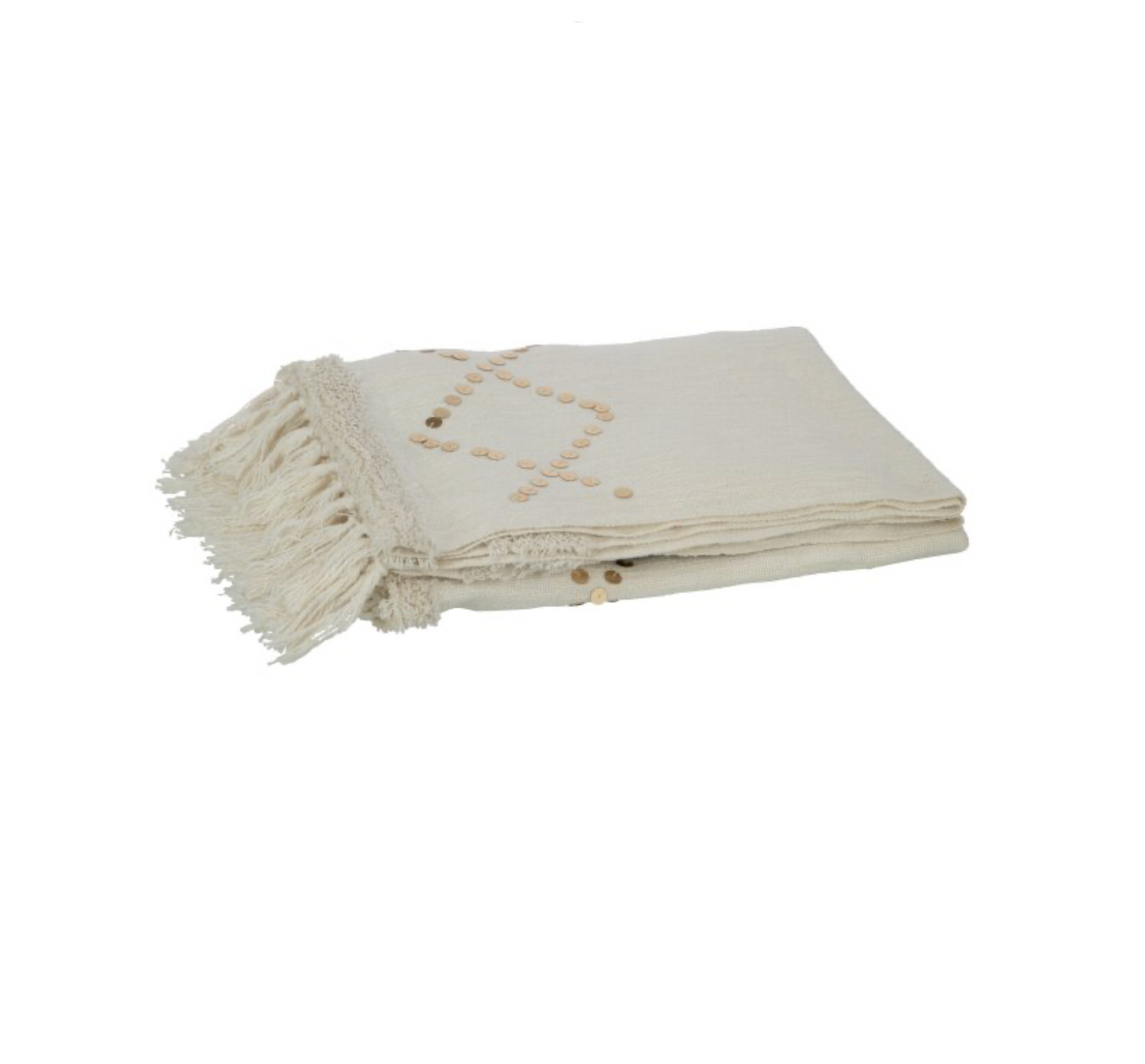 Ibiza fringe plaid | Cream/Gold