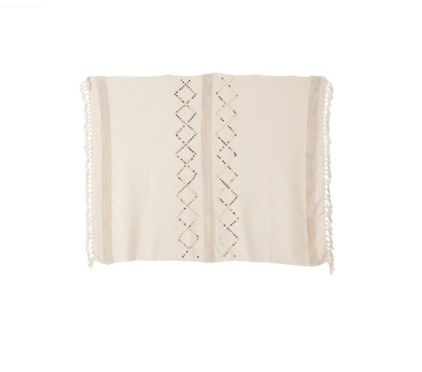 Ibiza fringe plaid | Cream/Gold