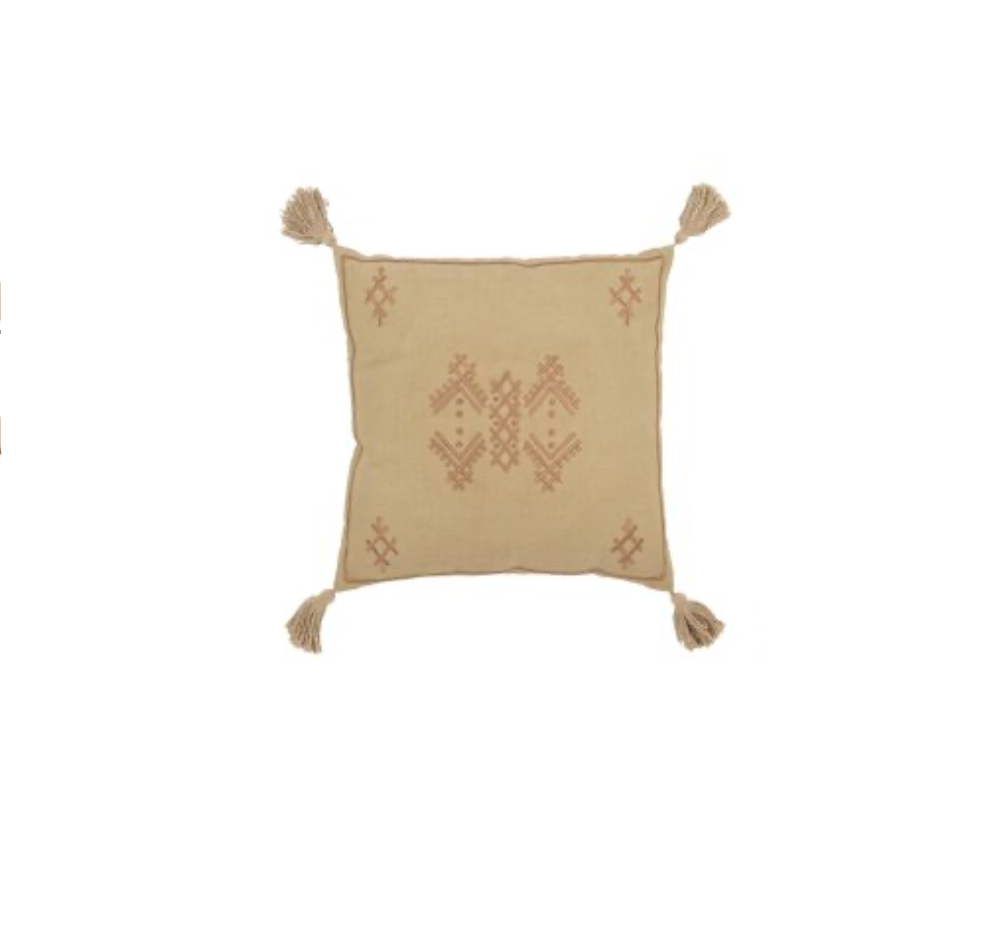 Tanger cushion with tassels | Beige