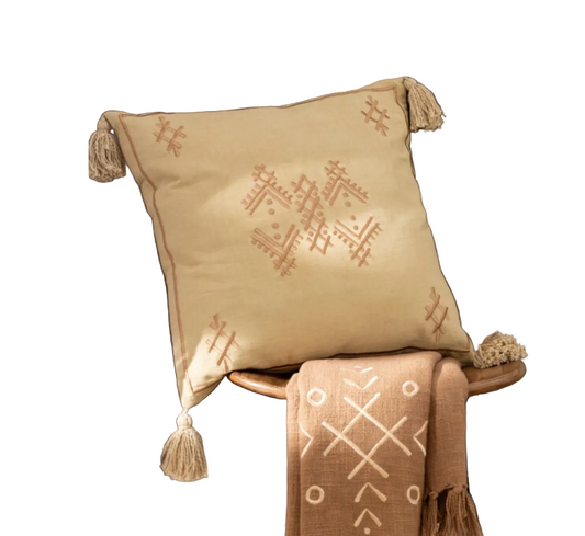 Tanger cushion with tassels | Beige