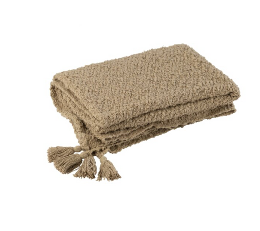 Ciro plaid with tassels | Dark beige