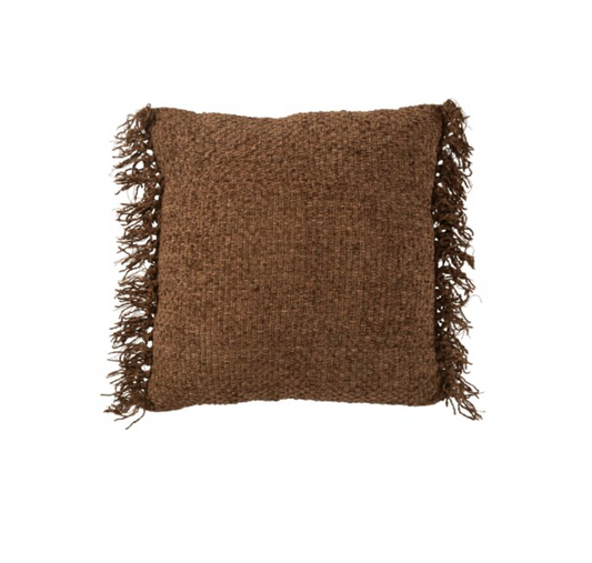 Norma cushion with fringes | Brown