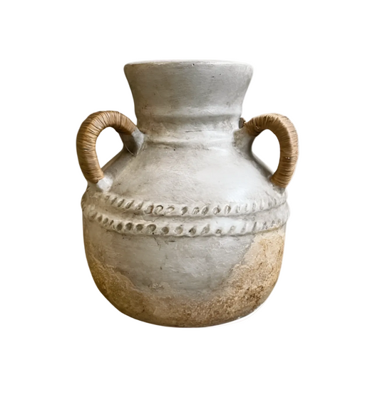 Malo Vase | White / Rattan