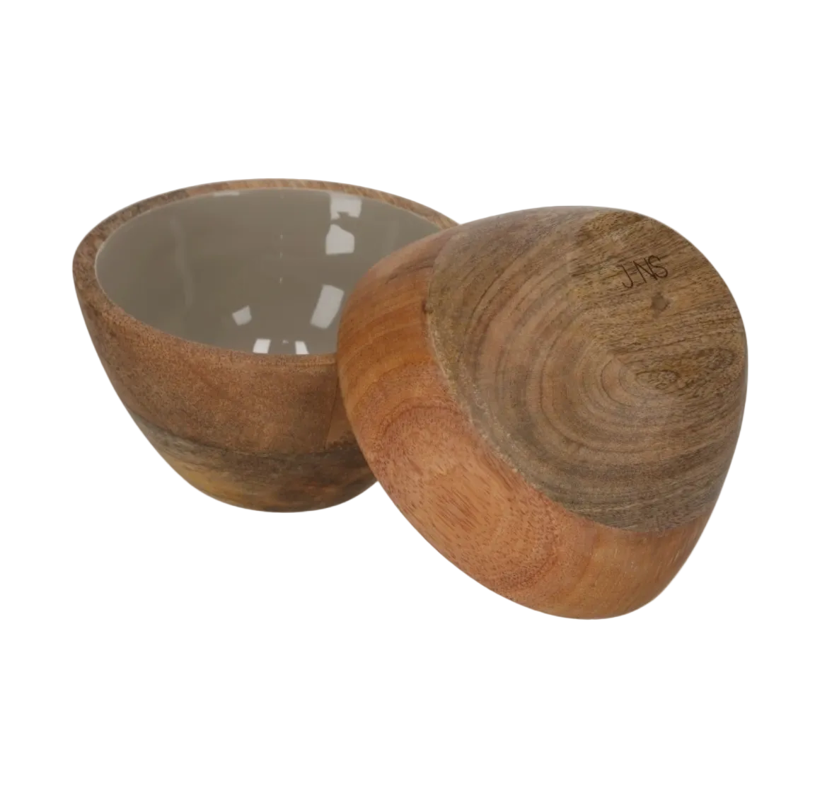 Mango wood serving bowls | set of 2 | shiny taupe