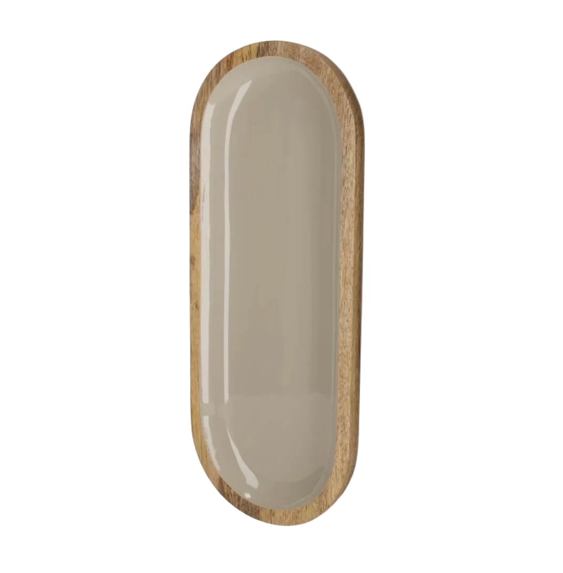 Mango wood serving board oval | shiny taupe