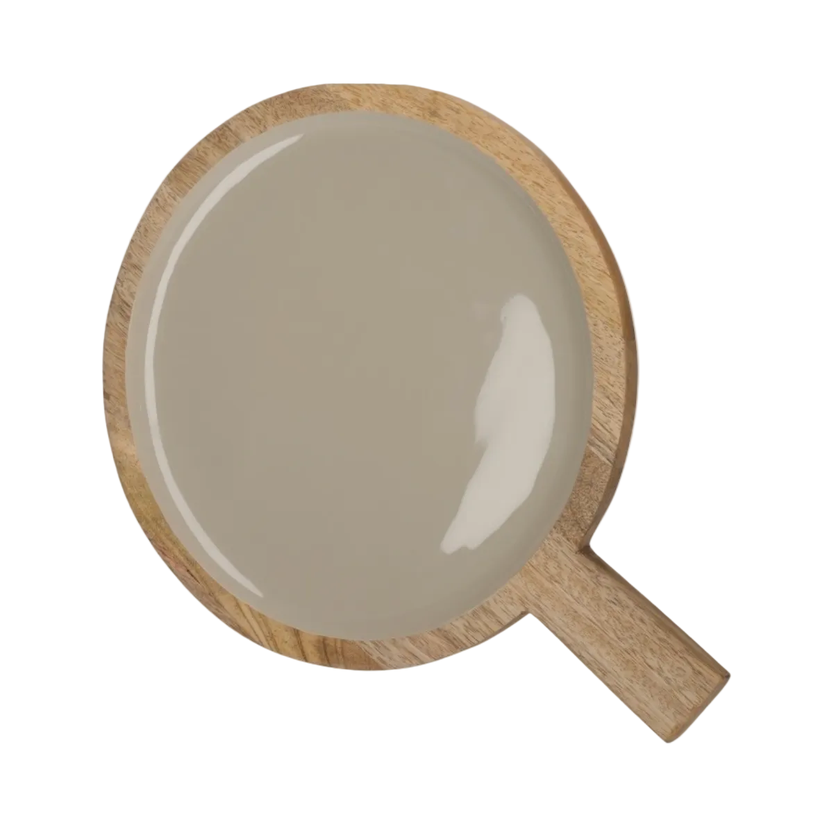 Mango wood serving board round | shiny taupe