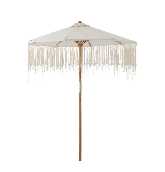 Macrame parasol 200 | Wooden frame | Ecru
