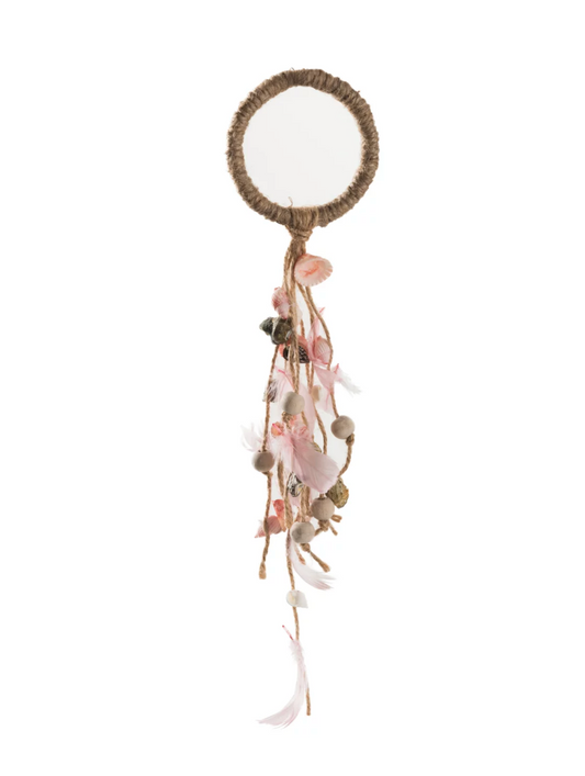 Boho shell / feather hanger | Pink