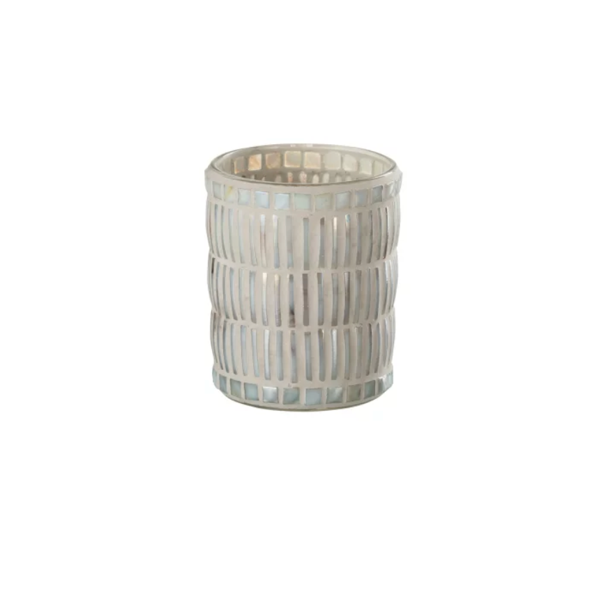 White mosaic candle holder | L