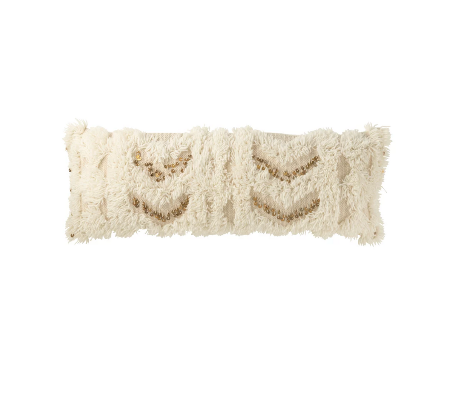 Ibiza cushion with sequins | Cream/Gold XL