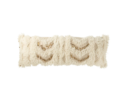 Ibiza cushion with sequins | Cream/Gold XL
