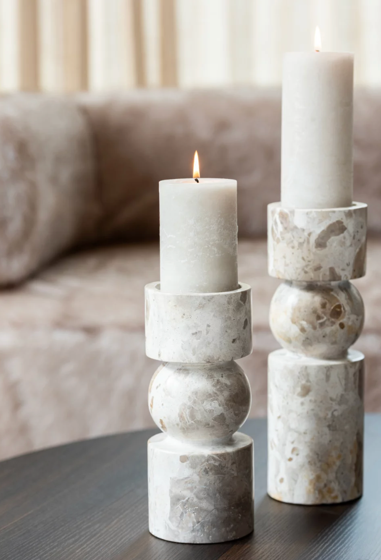 Marble Candle Holder Beige | S
