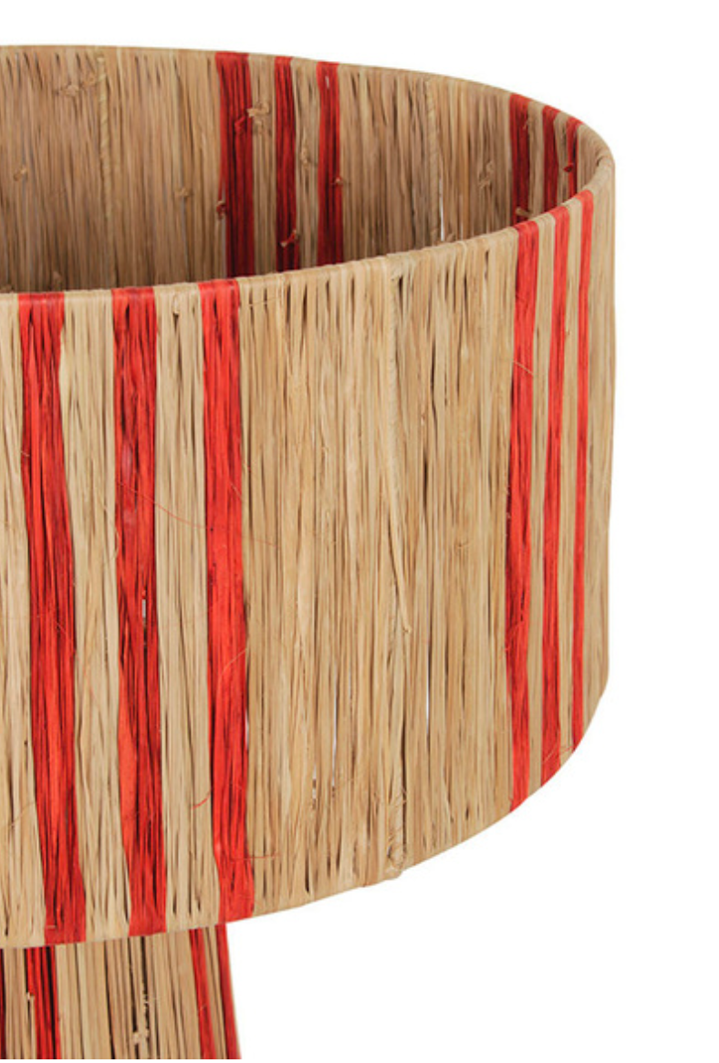 Raffia Table Lamp | Orange striped