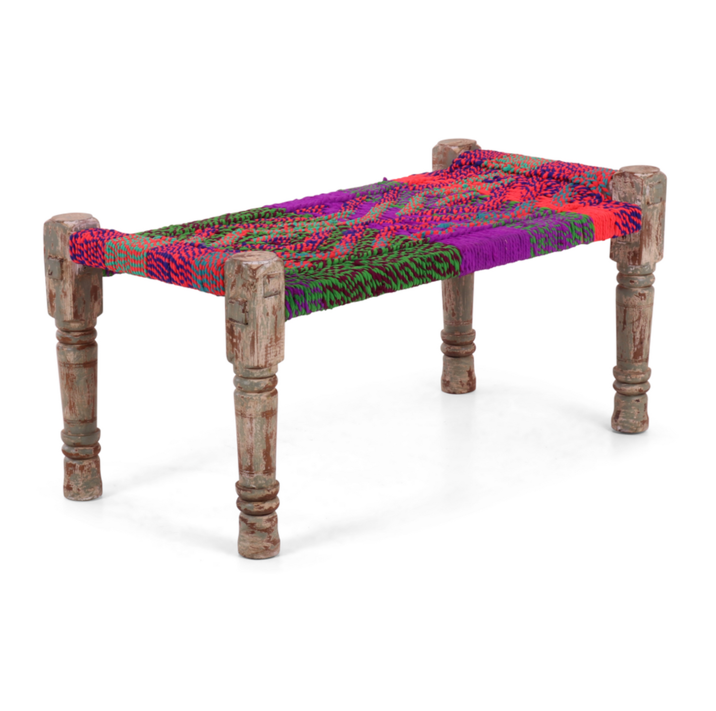 Boho netted seat Bench | multicolour