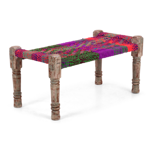 Boho netted seat Bench | multicolour