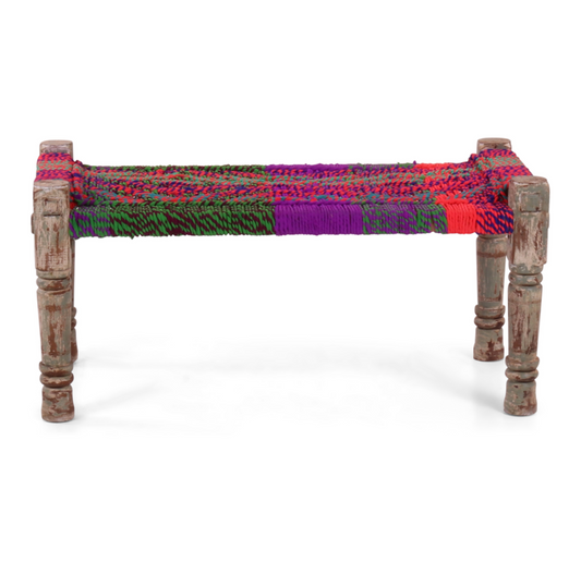 Boho netted seat Bench | multicolour